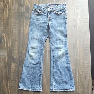 7 For All Mankind Blue Flare Wide Leg Jeans